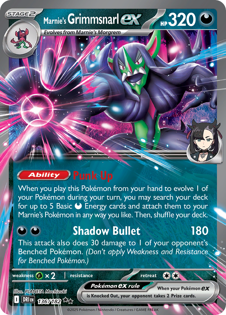 Marnie's Grimmsnarl ex Double Rare, Destined Rivals 136/182, English Pokémon card