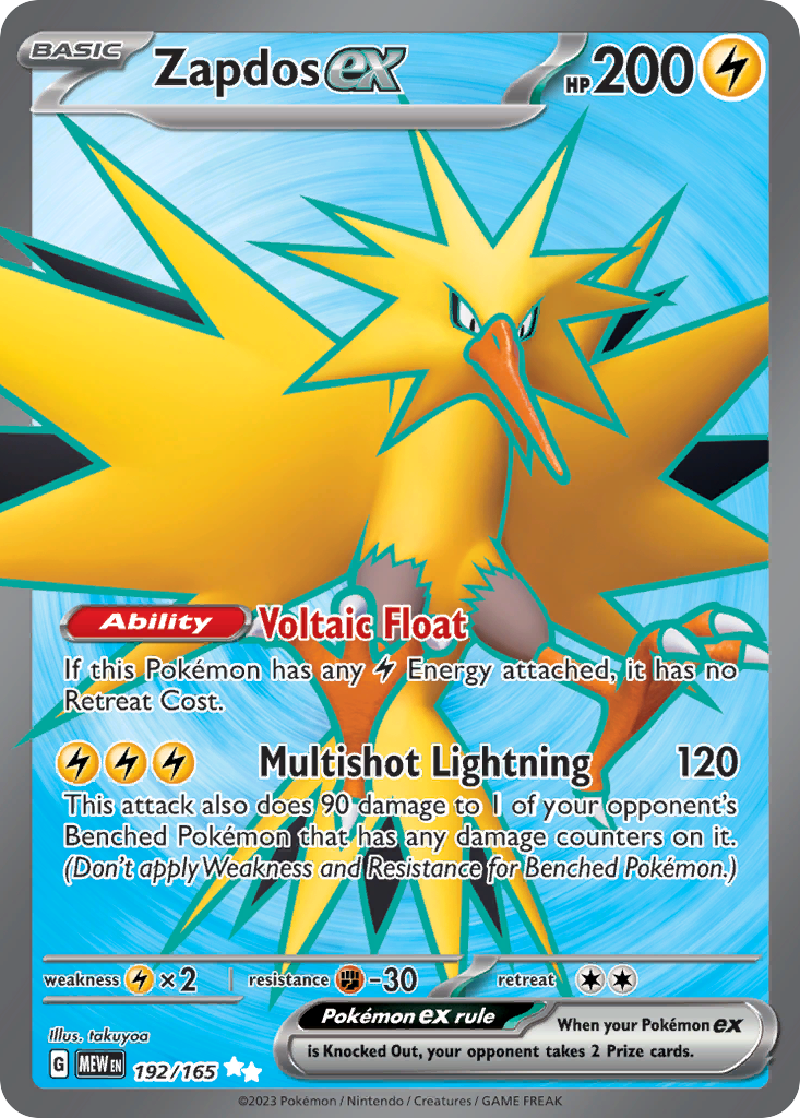 Zapdos ex - Scarlet & Violet 151 #192/165 (Full Art)