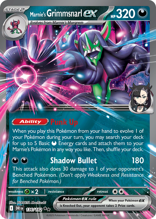 Marnie's Grimmsnarl ex Double Rare, Destined Rivals 136/182, English Pokémon card