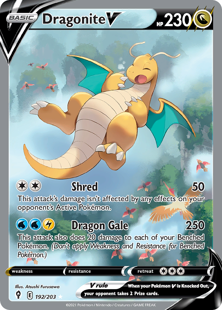 Dragonite V alternate art, Evolving Skies 192/203, English Pokémon card