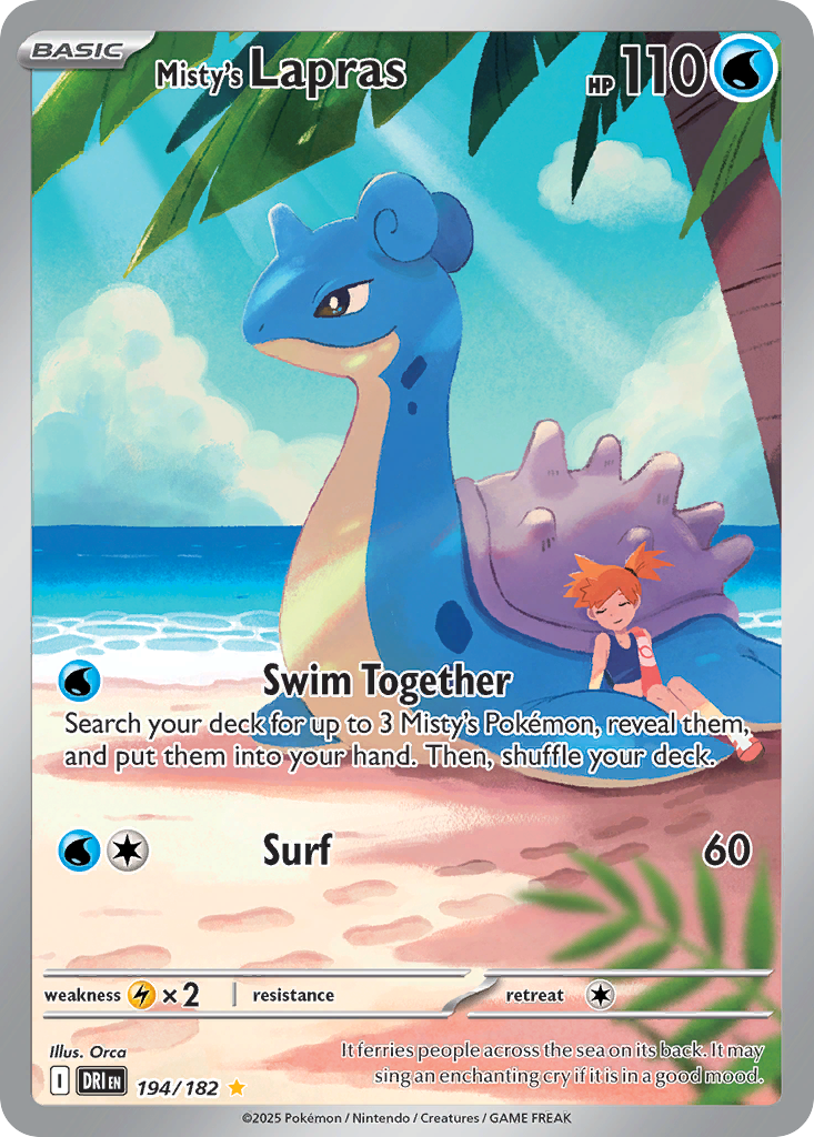 Misty's Lapras Illustration Rare, Destined Rivals 194/182, English Pokémon card