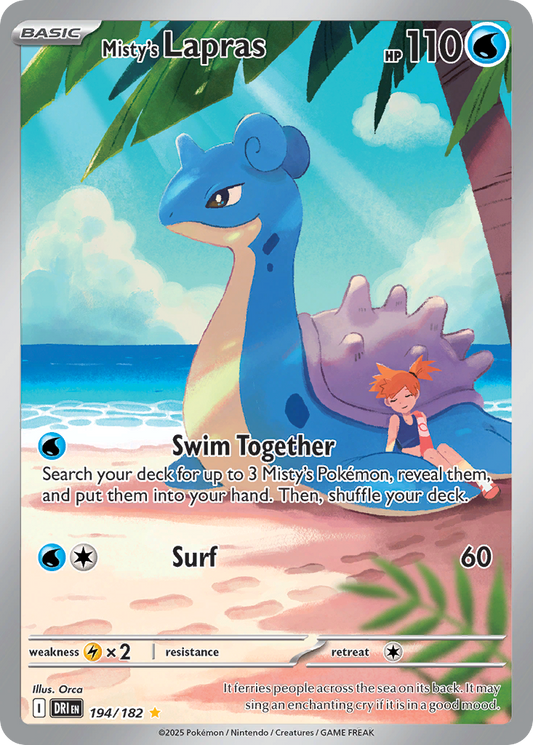 Misty's Lapras Illustration Rare, Destined Rivals 194/182, English Pokémon card