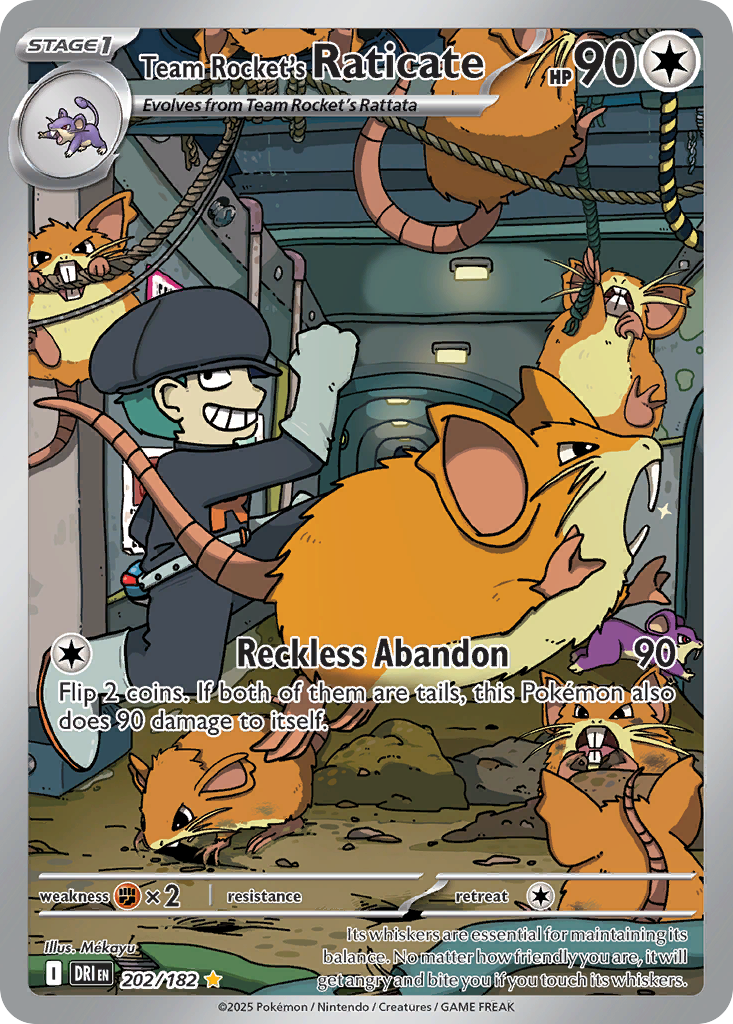 Team Rocket's Raticate Illustration Rare, Destined Rivals 202/182, English Pokémon card