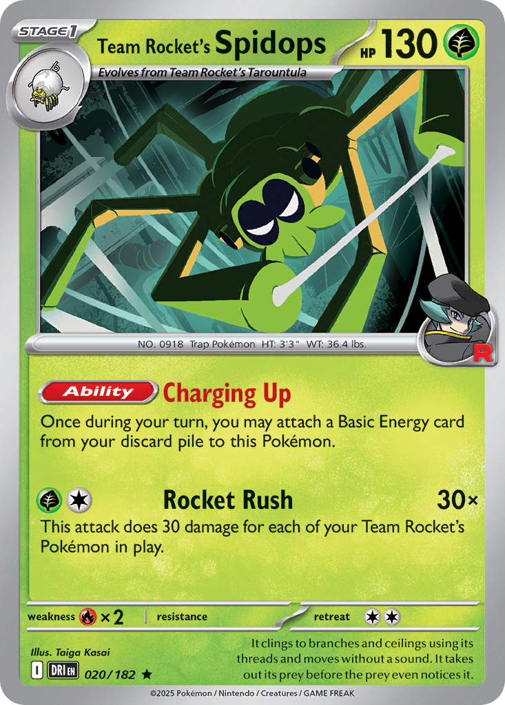 Team Rocket's Spidops - Destined Rivals #020 (Play! Pokemon Prize Pack Stamp)