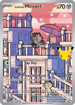 Galarian Meowth - 30th Celebration #141/128 (Illustration Rare)